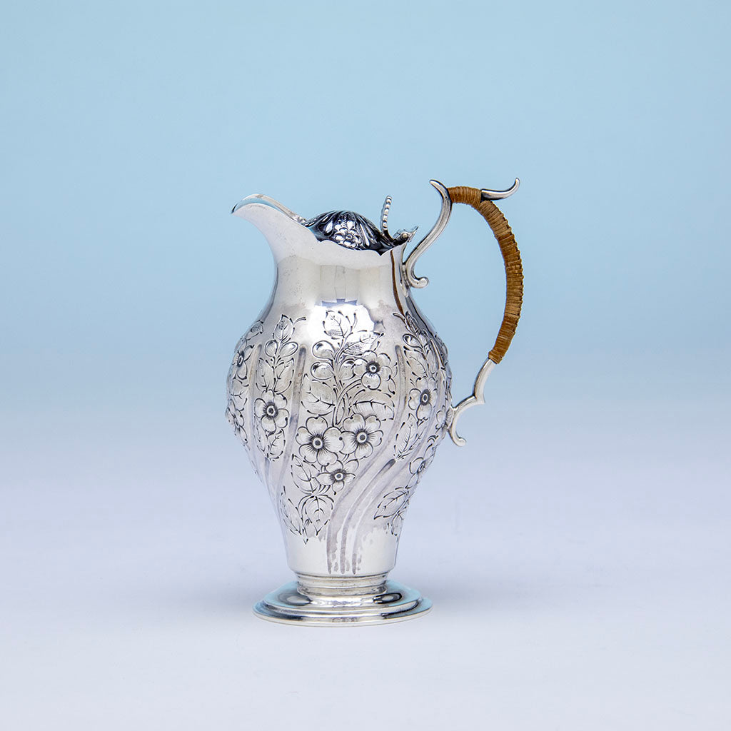 Gorham Rare Antique Sterling Tete-a-tete Chocolate Pot, Providence, RI, 1889