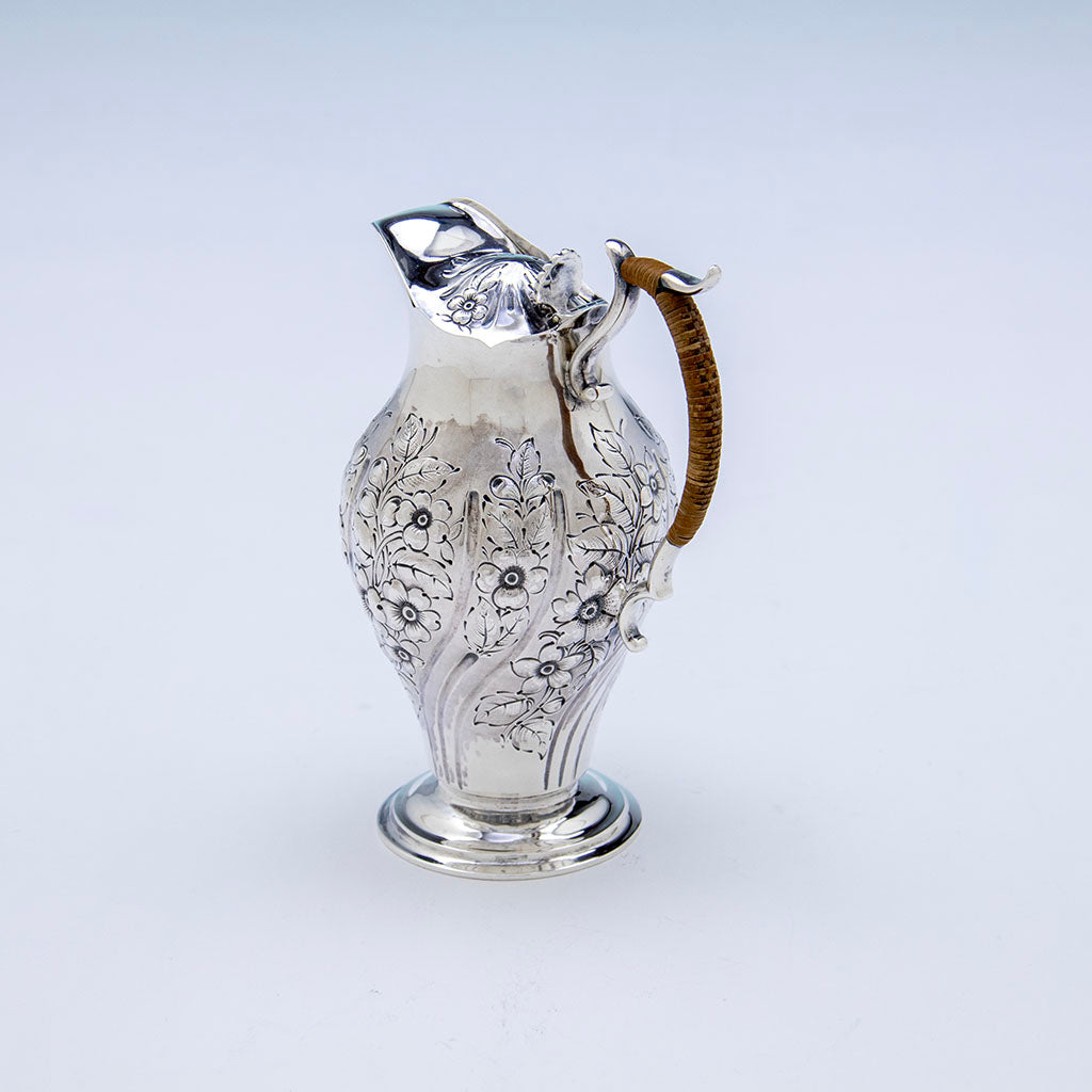 Handle to Gorham Rare Antique Sterling Tete-a-tete Chocolate Pot, Providence, RI, 1889