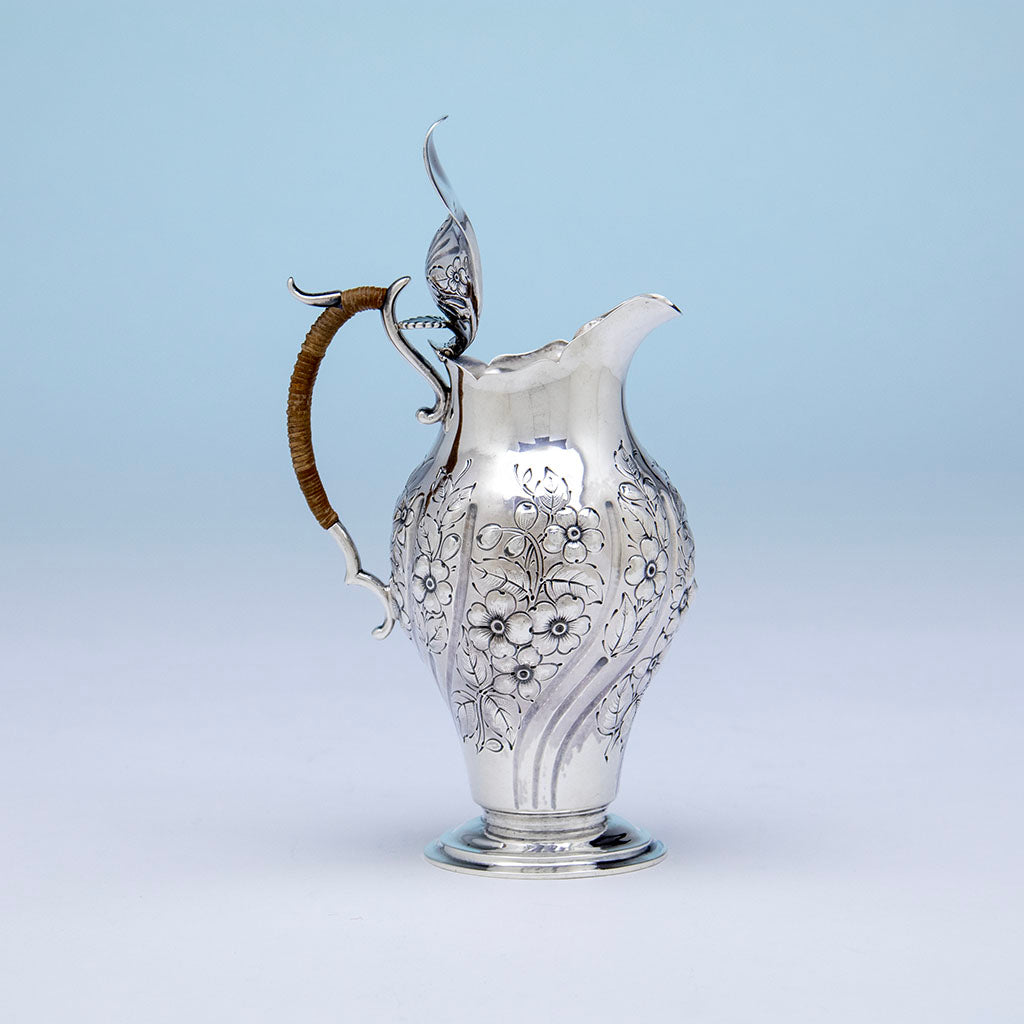 Open Gorham Rare Antique Sterling Tete-a-tete Chocolate Pot, Providence, RI, 1889