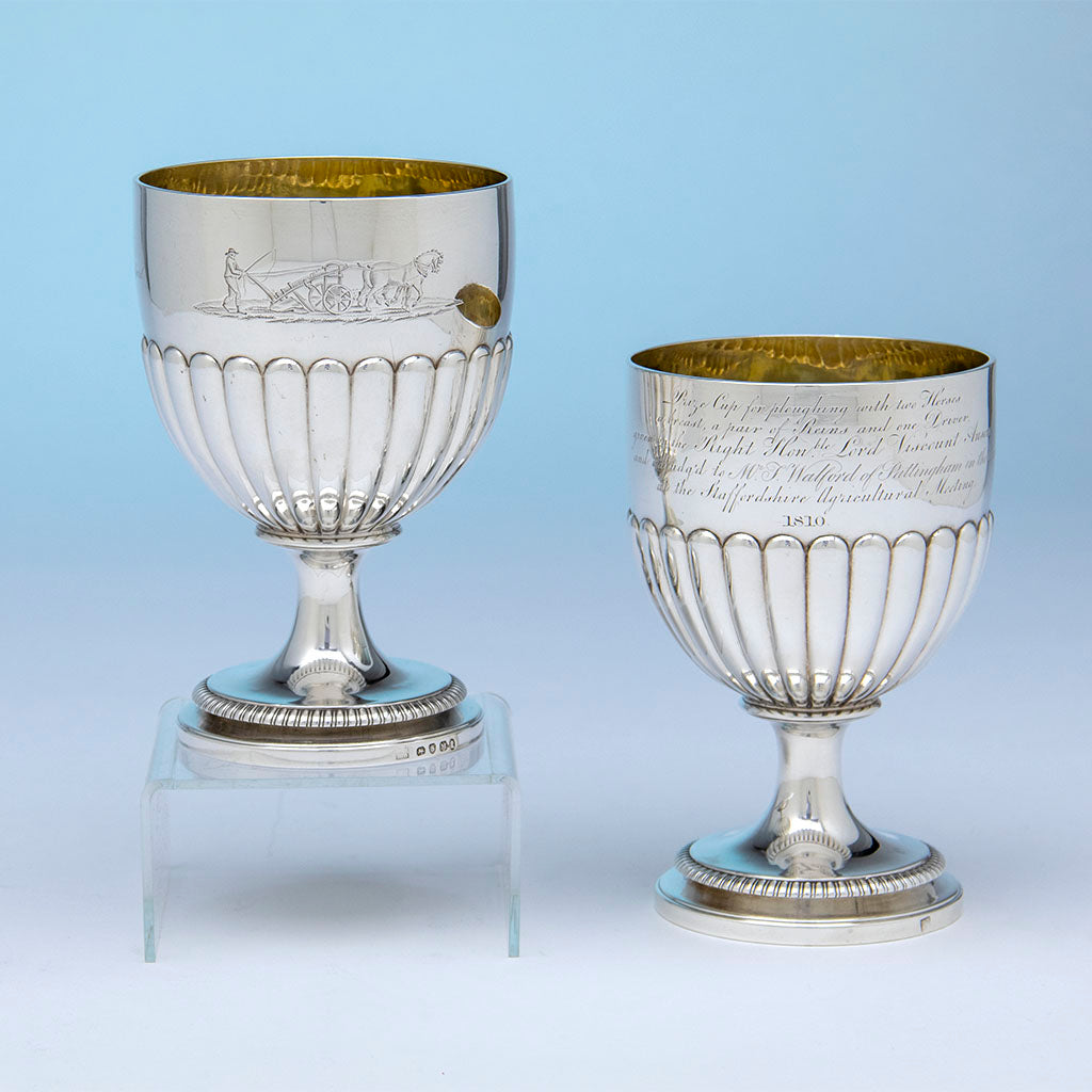 Pair of Burwash & Sibley English Sterling Agricultural Ploughing Trophies, London, 1807/08
