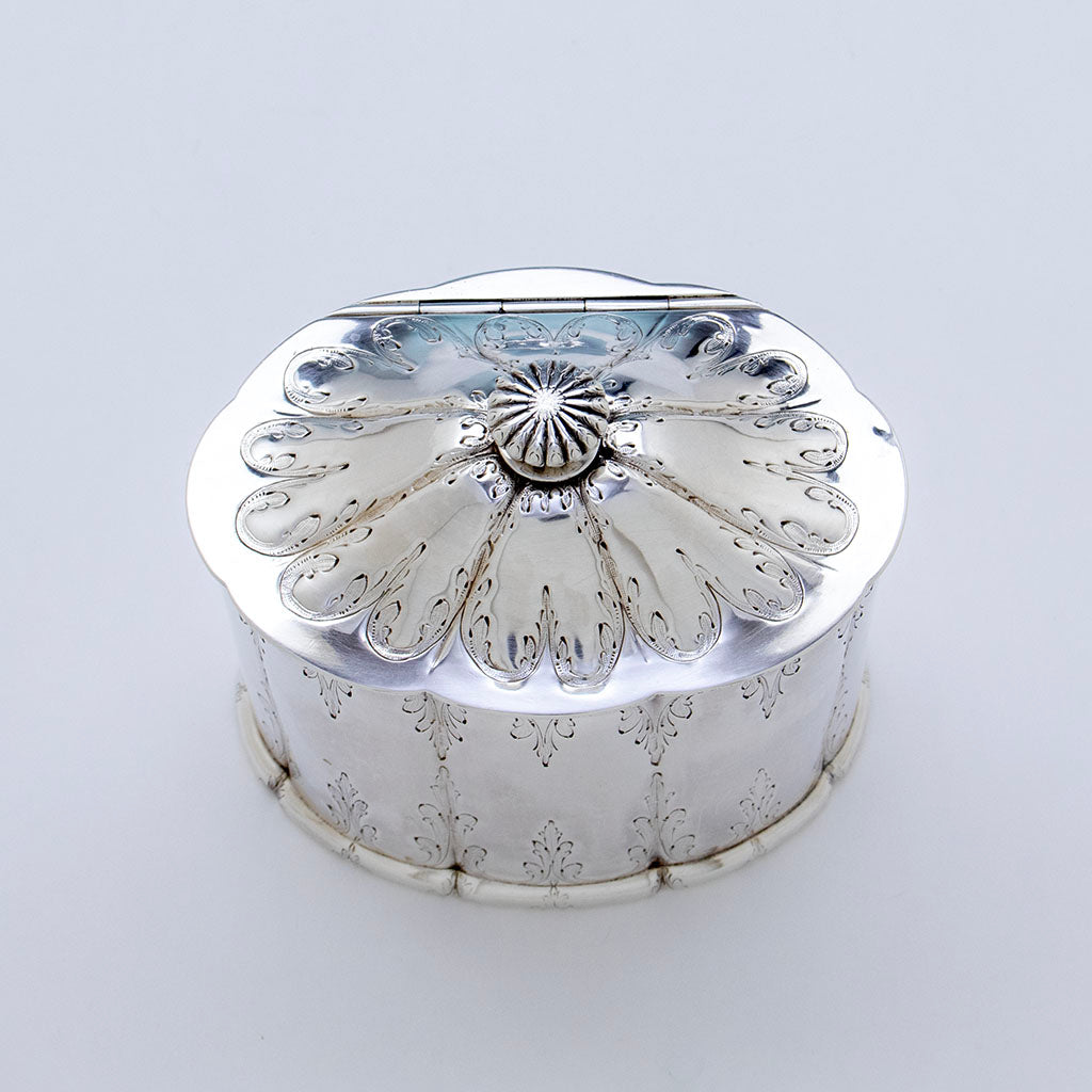 Cover to Rogers &amp; Wendt Antique Coin Silver Tea Caddy, Boston, MA, 1854-59