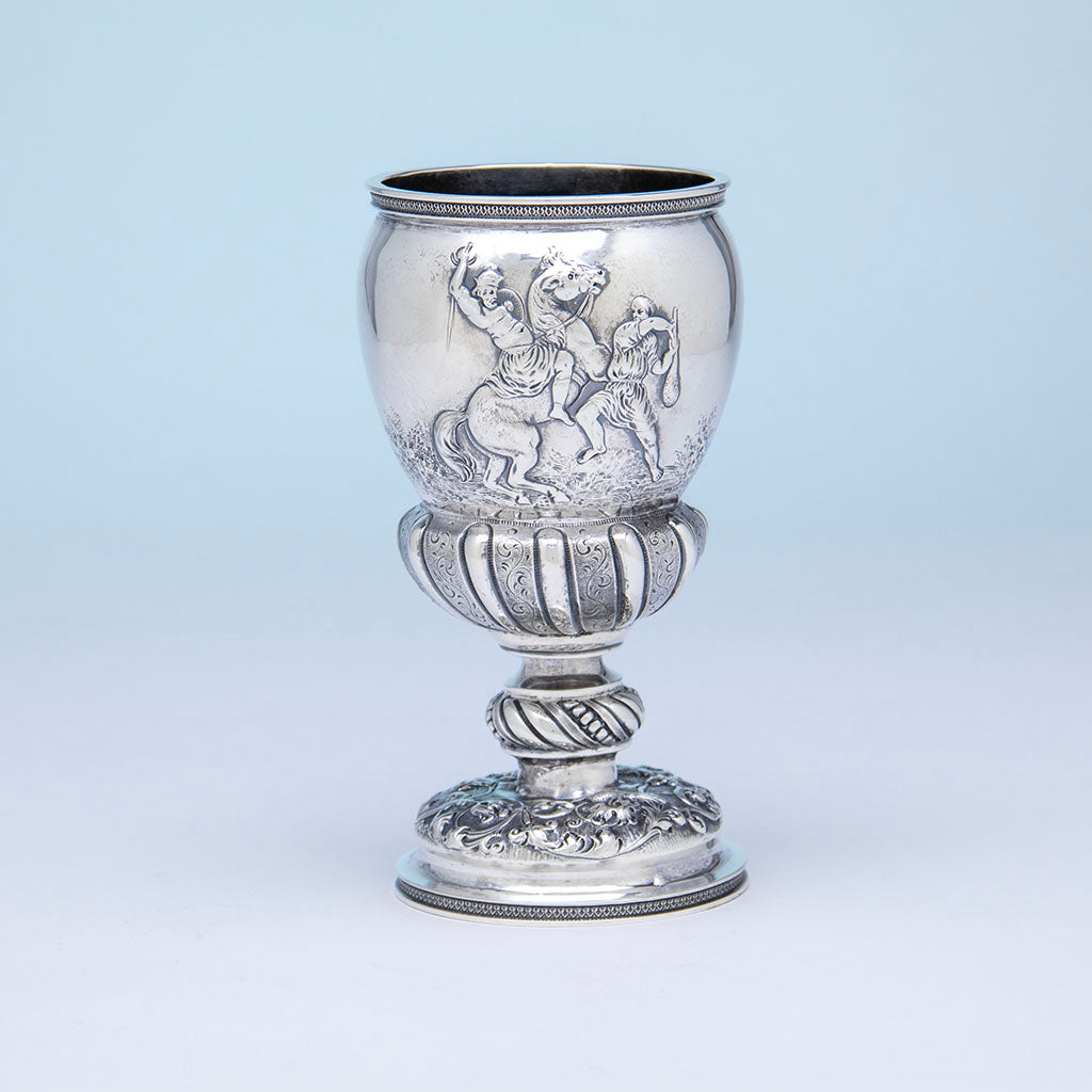 Adolphe Himmel Coin Silver &#39;Hook &amp; Ladder Co 1&#39; Presentation Trophy Goblet, New Orleans, LA, 1857