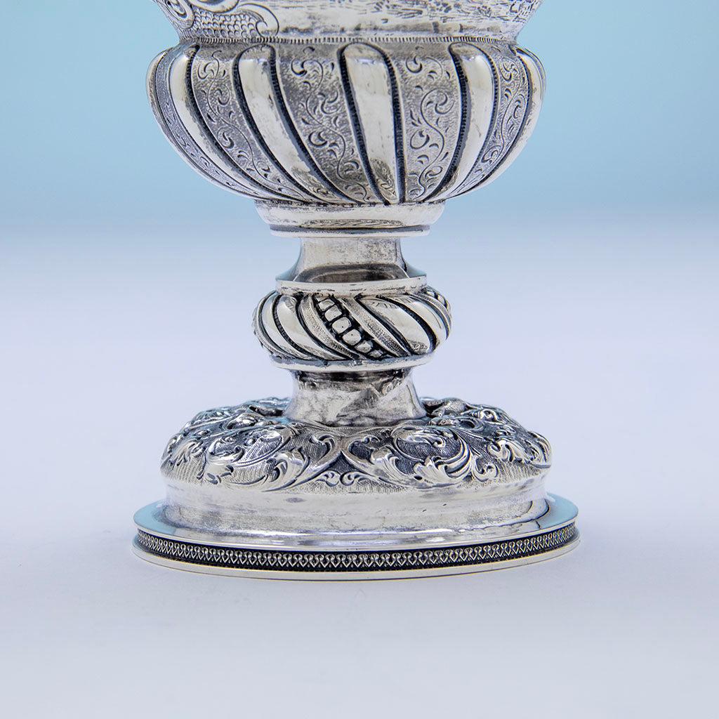 Stem of Adolphe Himmel Coin Silver &#39;Hook &amp; Ladder Co 1&#39; Presentation Trophy Goblet, New Orleans, LA, 1857