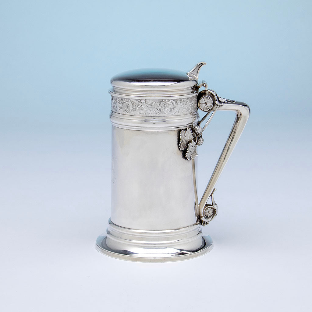 Gorham Antique Sterling Silver Covered Tankard, Providence, RI, 1873