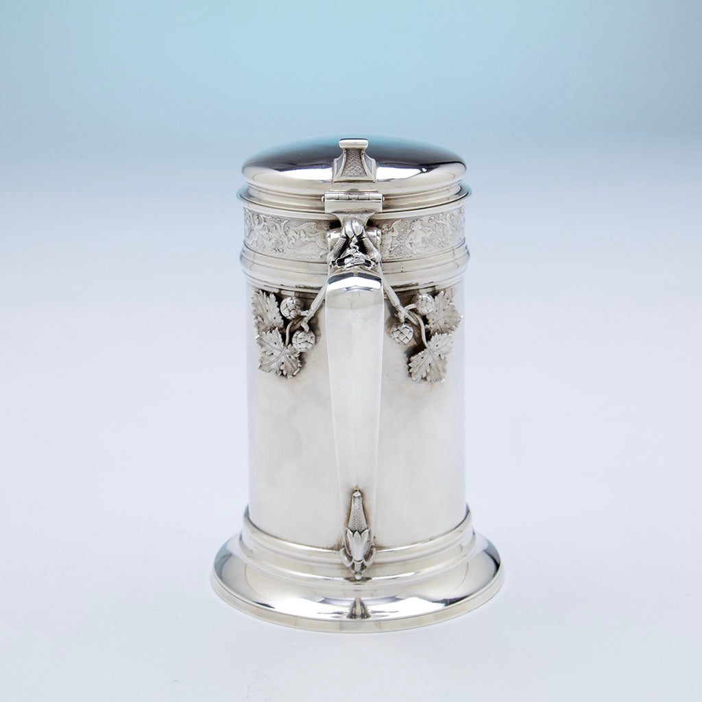 Gorham Antique Sterling Silver Covered Tankard, Providence Gorham Antique Sterling Silver Covered Tankard, Providence