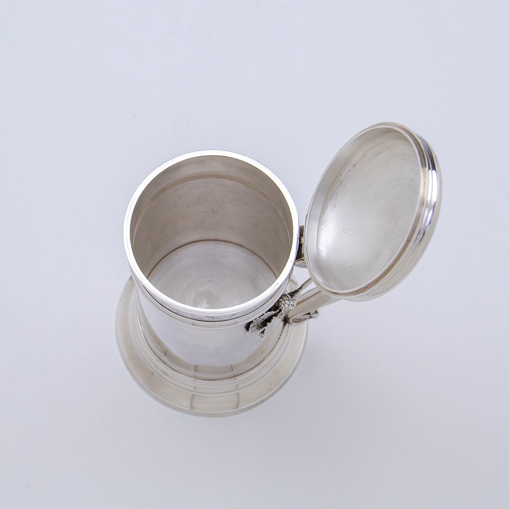 Open Gorham Antique Sterling Silver Covered Tankard, Providence, RI, 1873