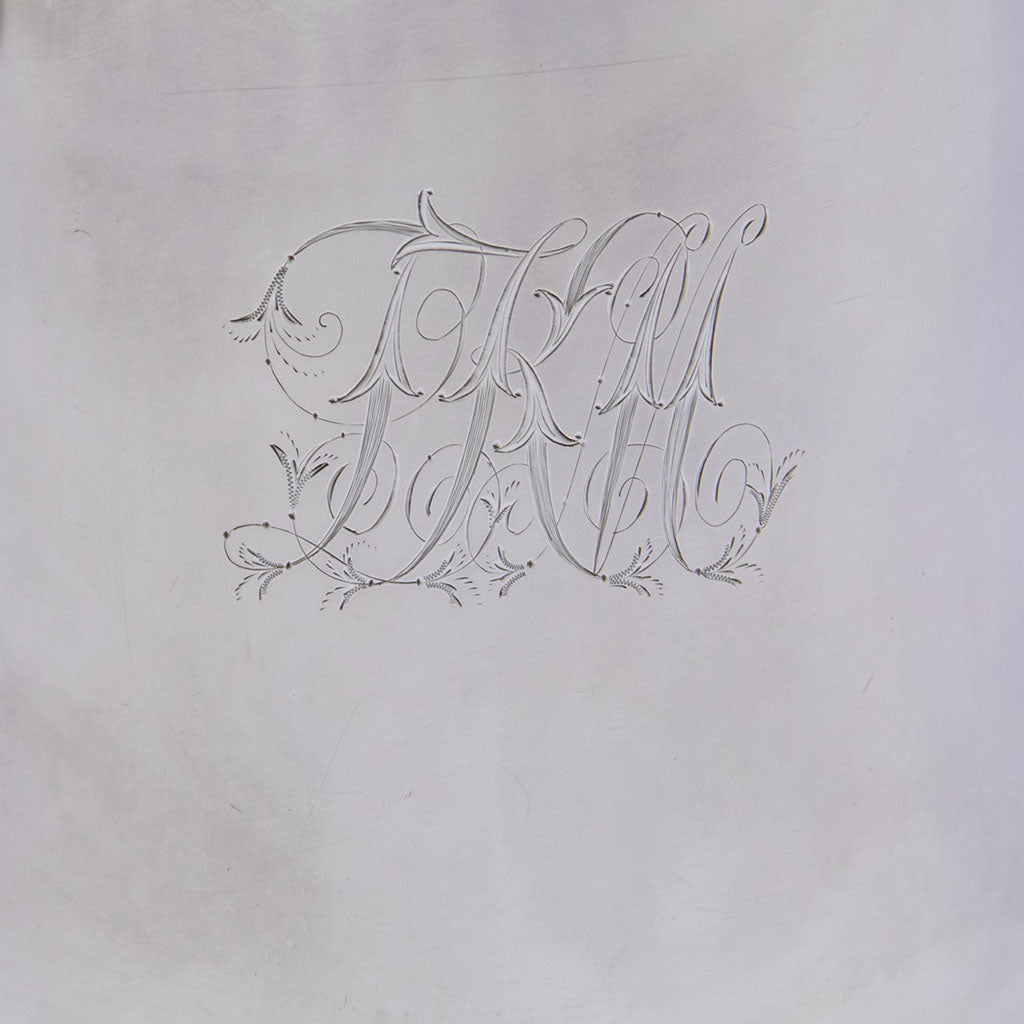 Monogram on Gorham Antique Sterling Silver Covered Tankard, Providence, RI, 1873