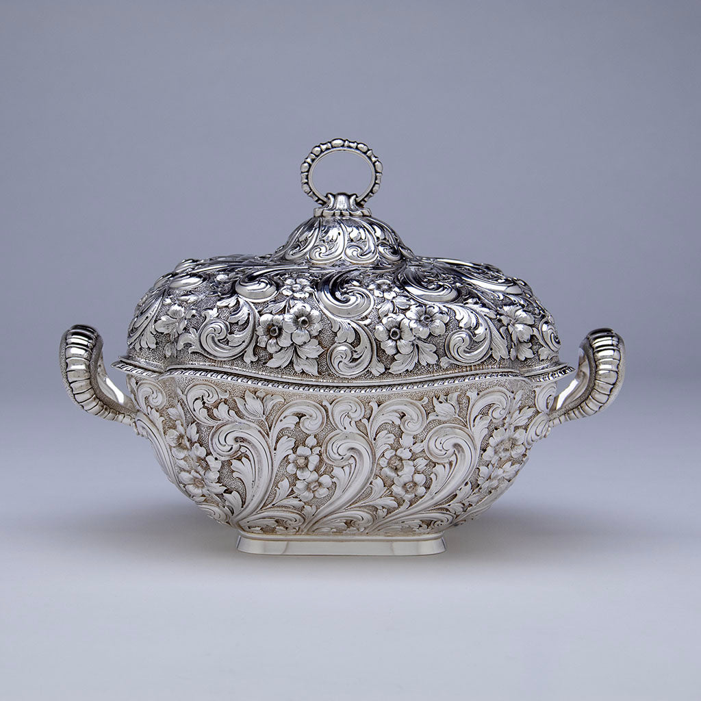 Dominick &amp; Haff(attr) Antique Sterling Silver Repousse Tureen, NYC, NY, c. 1884
