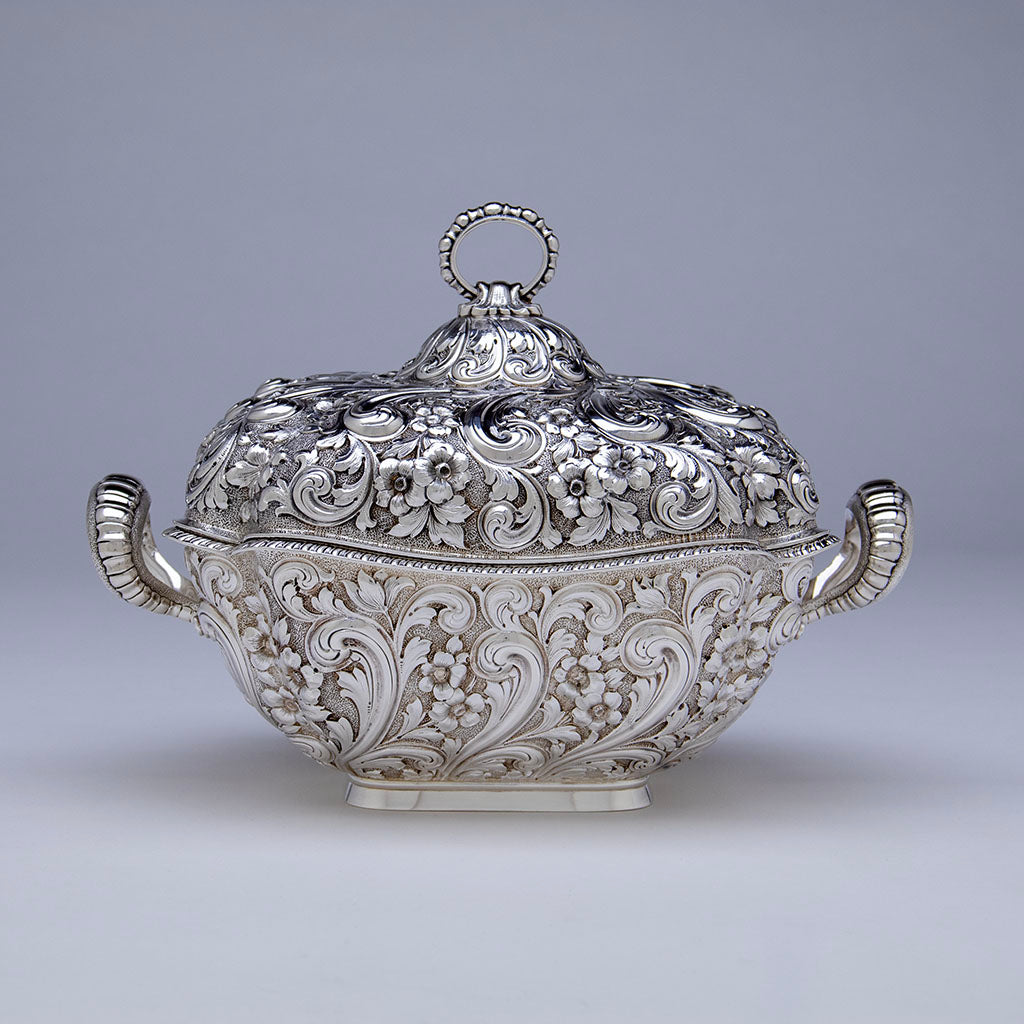 Dominick & Haff(attr) Antique Sterling Silver Repousse Tureen, NYC, NY, c. 1884