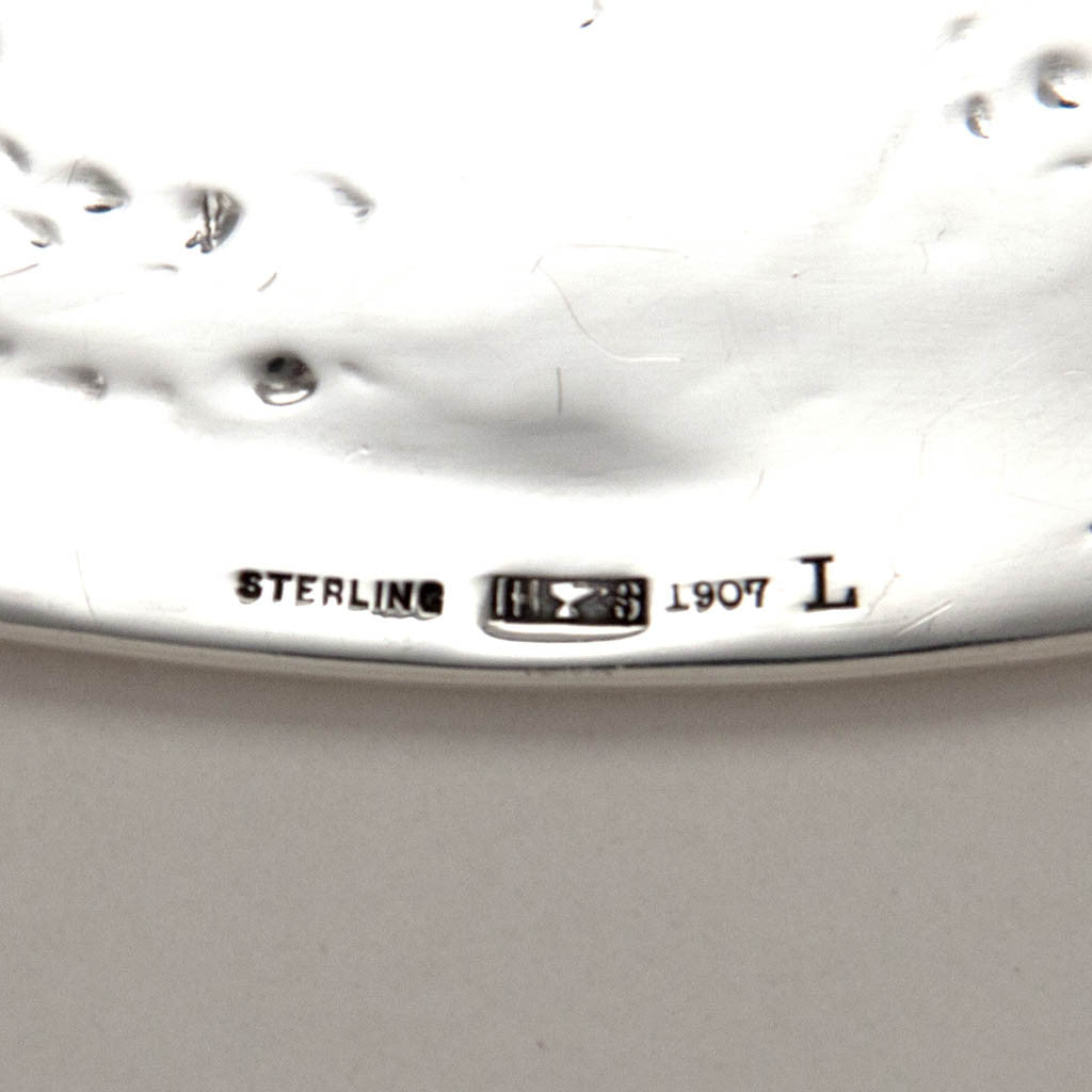Marks on Mary Catherine Knight (attributed) and Karl Leinonen at the Handicraft Shop Hand Wrought Arts &amp; Crafts Sterling Silver Serving Plate, Boston or Wellesley Hills, 1907