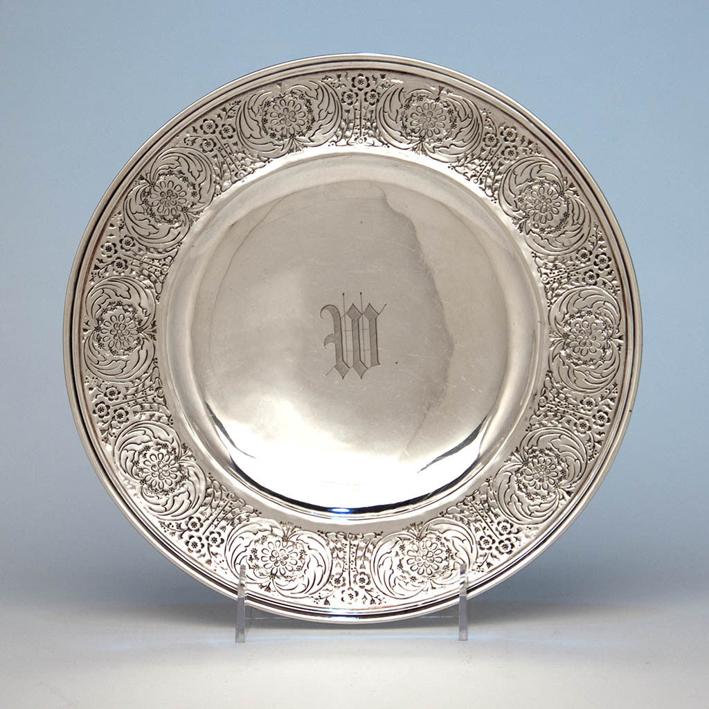 Mary Catherine Knight (attributed) and Karl Leinonen at the Handicraft Shop Hand Wrought Arts & Crafts Sterling Silver Serving Plate, Boston or Wellesley Hills, 1907