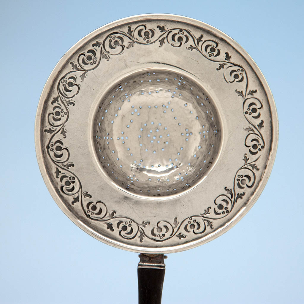 Detail of Mary Knight (attributed) and Seth Ek Sterling Silver Tea Strainer, Boston, MA, 1905