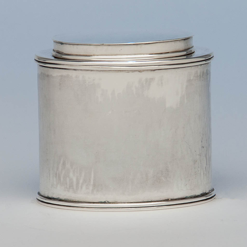 James T. Woolley Arts &amp; Crafts Sterling Silver Tea Caddy, Boston, early 20th century