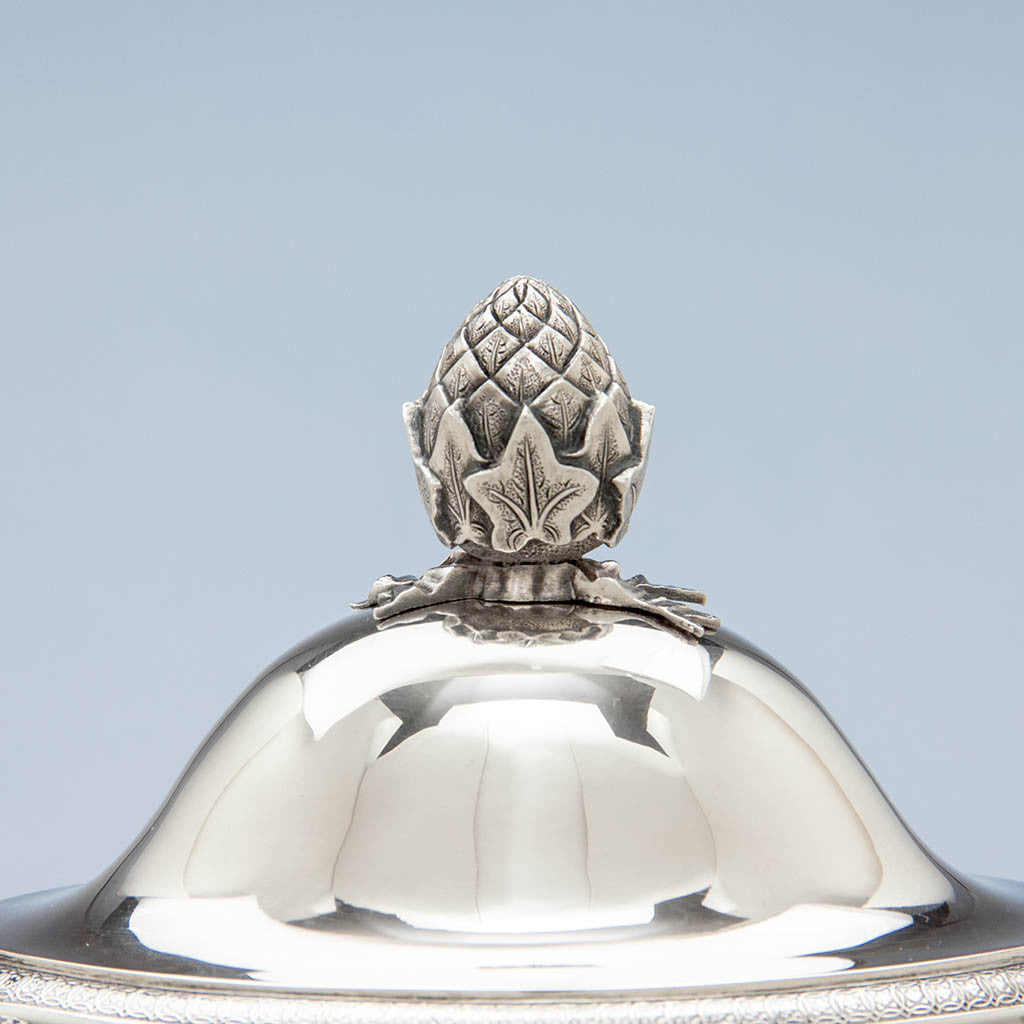 Finial to Tiffany &amp; Co Pair of Antique Sterling Silver Tureens, New York City, 1870-75