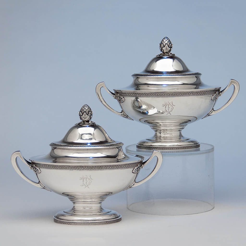 Tiffany &amp; Co Pair of Antique Sterling Silver Tureens, New York City, 1870-75