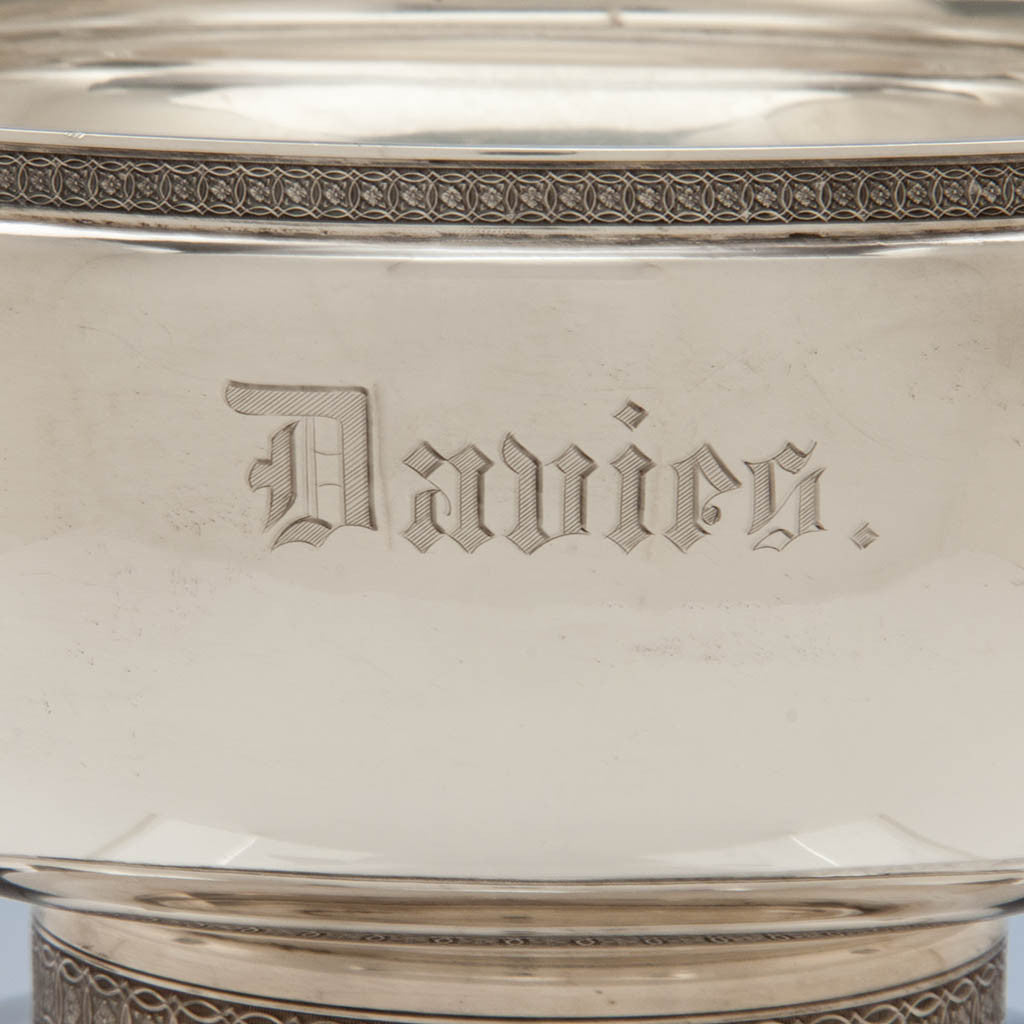 Name on Tiffany &amp; Co Antique Sterling Silver Figural Ice Bowl, New York City, c. 1870-75