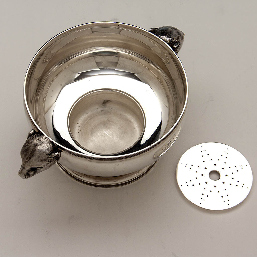 Interior of Tiffany &amp; Co Antique Sterling Silver Figural Ice Bowl, New York City, c. 1870-75