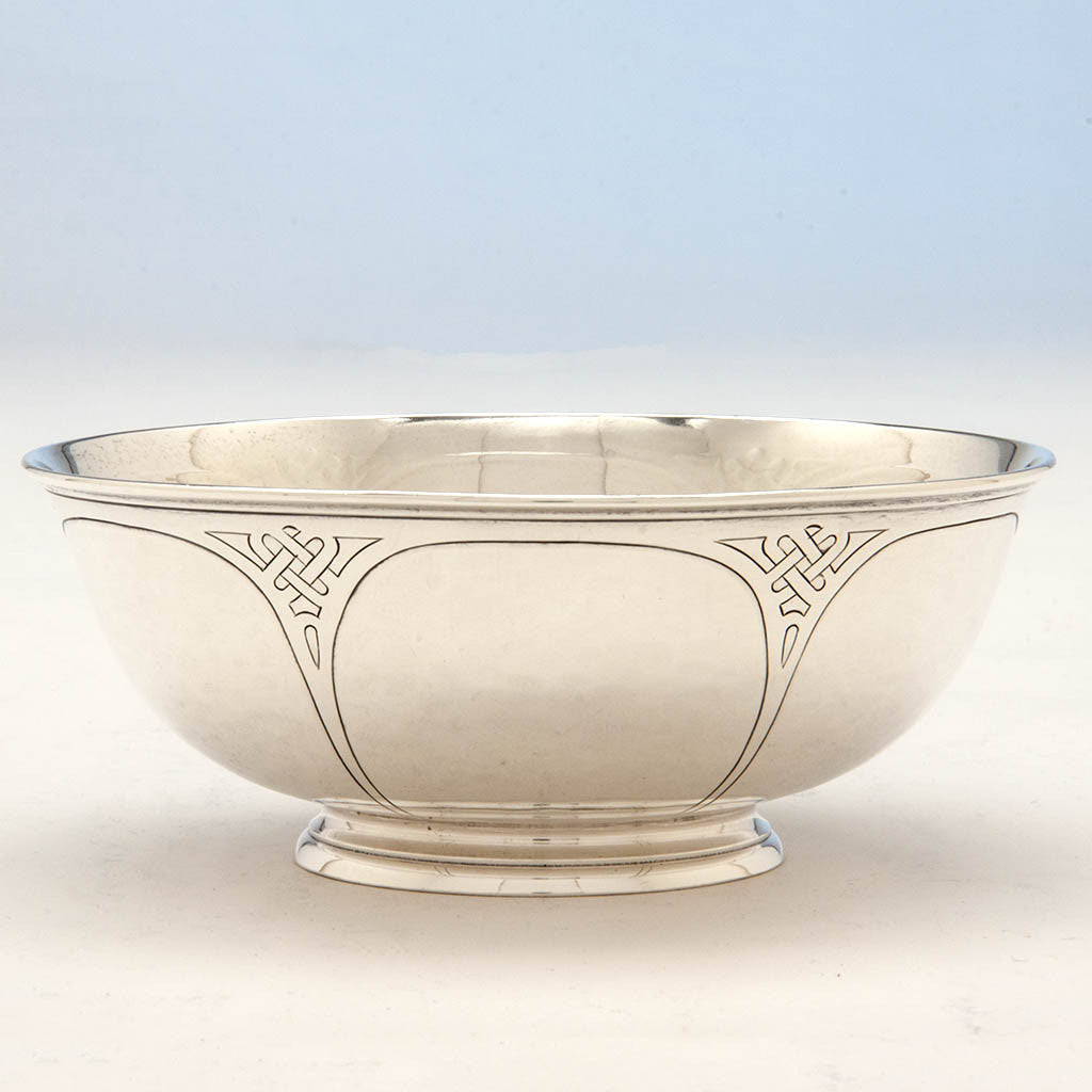 Arthur Stone Arts & Crafts Sterling Silver Decorated Bowl, Gardner, Massachusetts, 1909-19