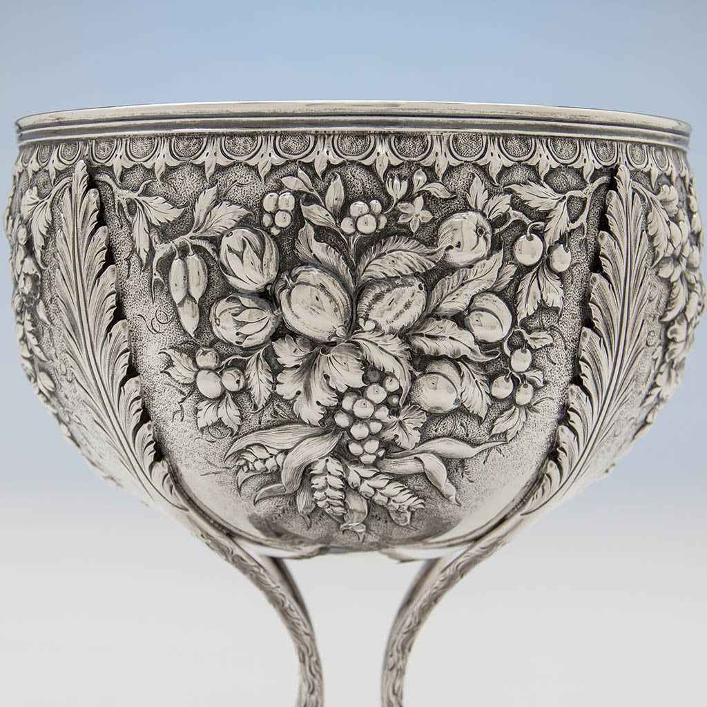 Samuel Kirk &amp; Sons Rare 11oz Silver Fruit Stand or Centerpiece Bowl, Baltimore, MD, 1860-68