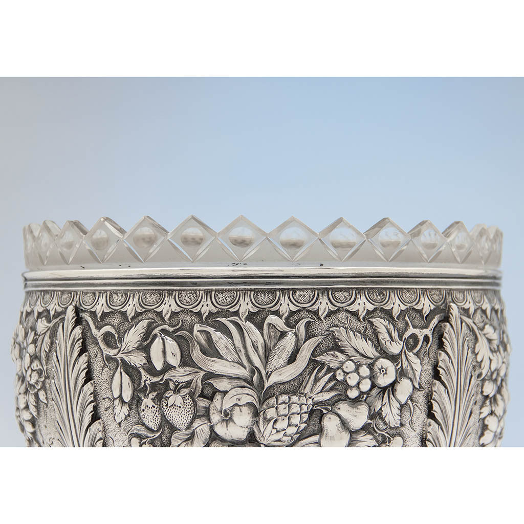 Glass rim to S. Kirk &amp; Sons Rare 11oz Silver Fruit Stand or Centerpiece Bowl, Baltimore, MD, 1860-68