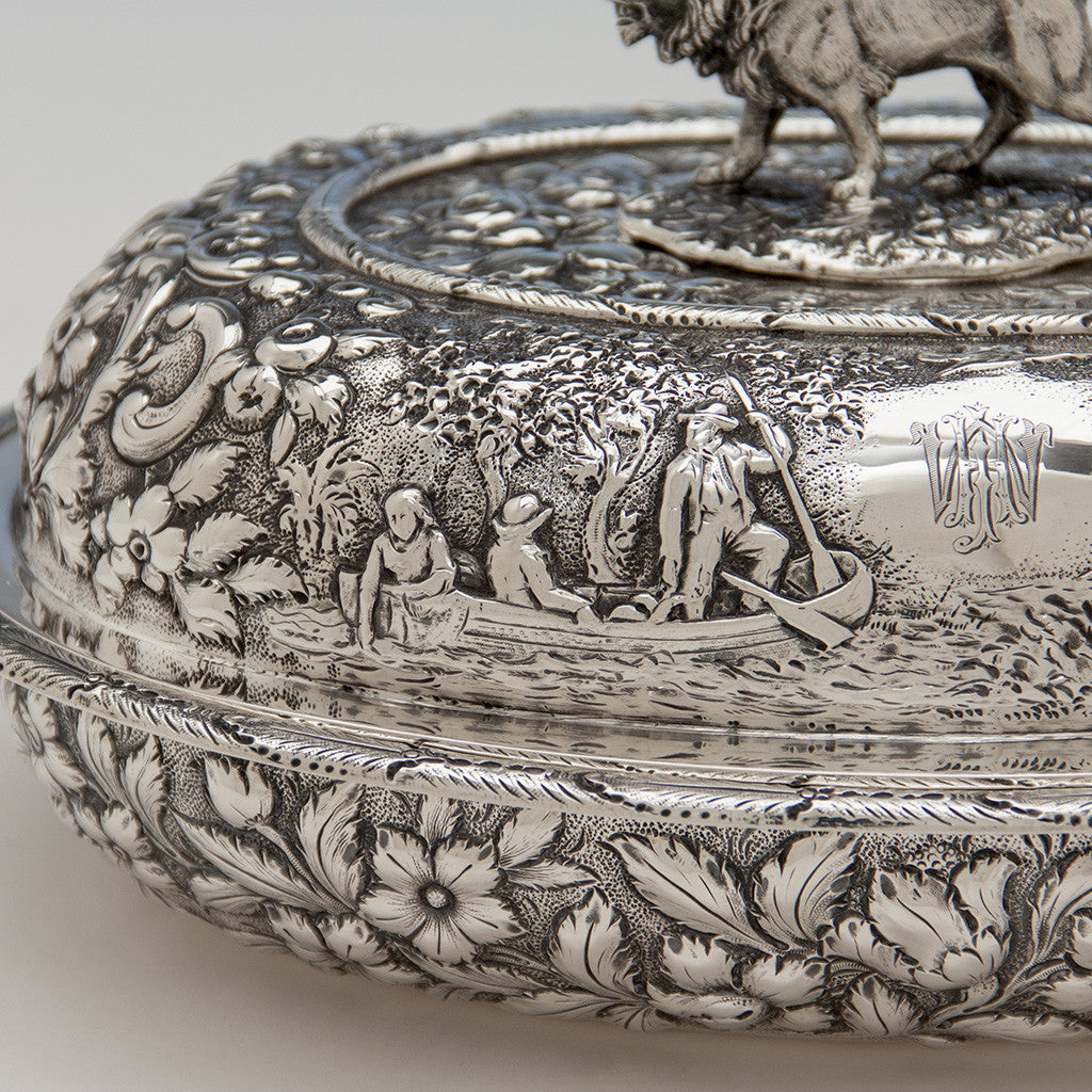 Canoe on S. Kirk &amp; Sons Rare Pair of 11oz Silver Covered &#39;Double-dish&#39; Entrée Servers, Baltimore, MD, 1861-68