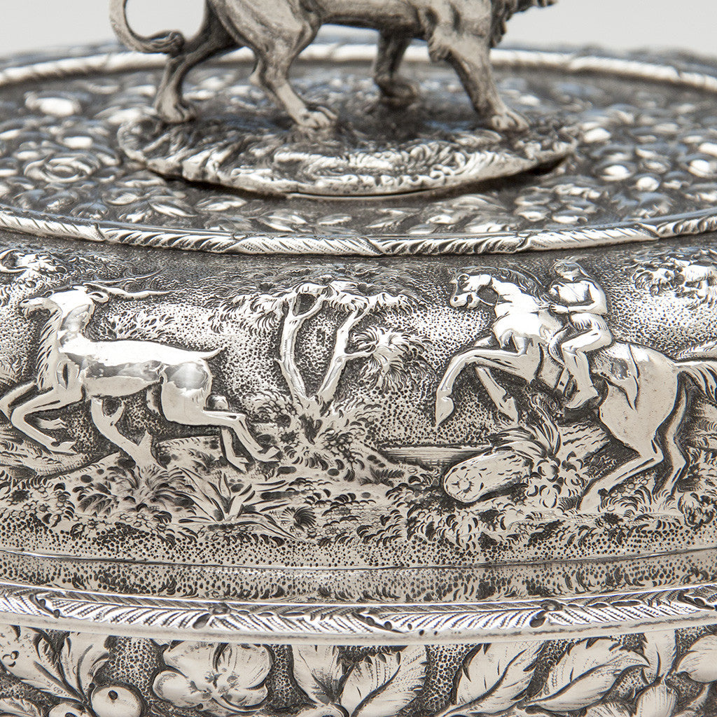 Indian on S. Kirk &amp; Sons Rare Pair of 11oz Silver Covered &#39;Double-dish&#39; Entrée Servers, Baltimore, MD, 1861-68