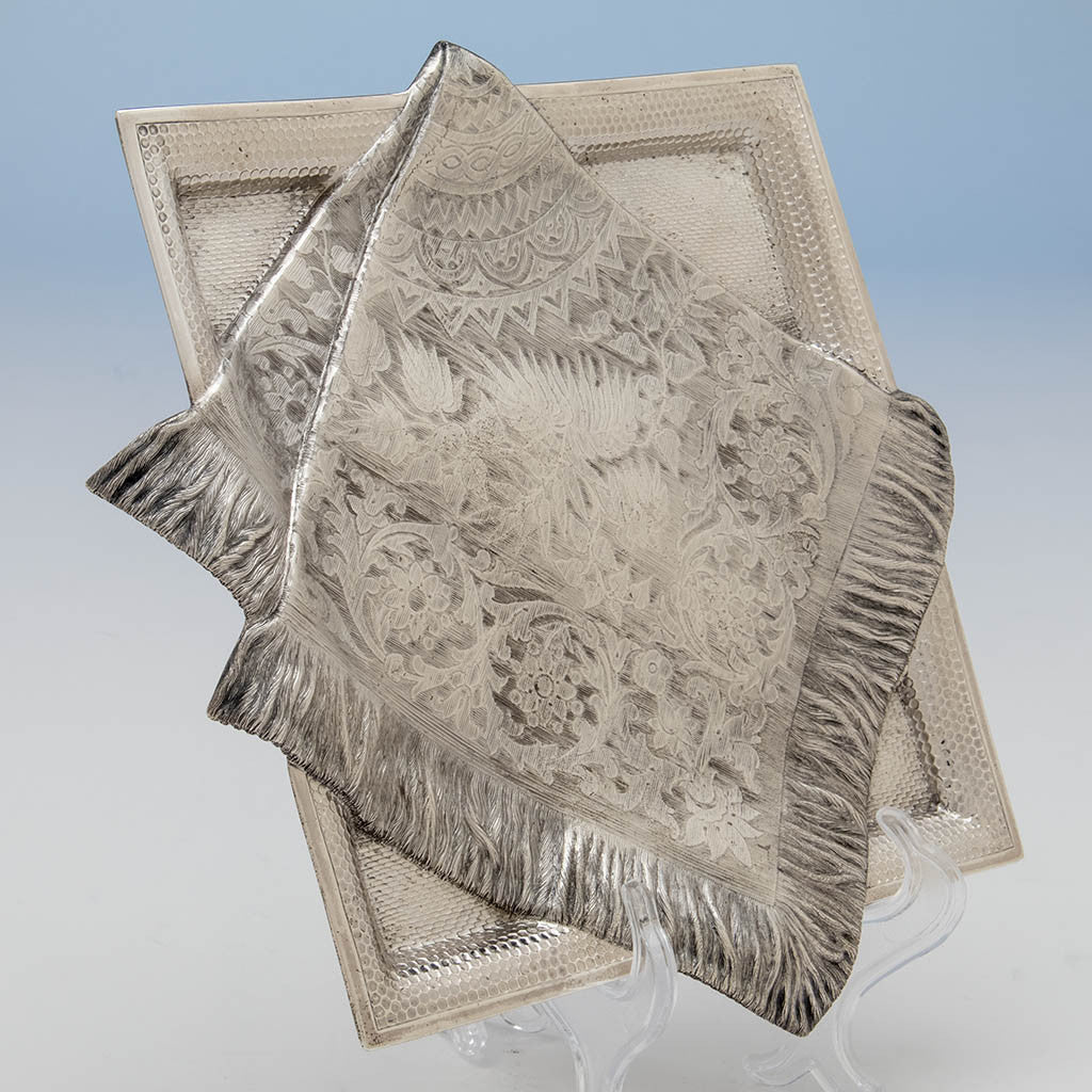 Alternate view of Gorham Antique Sterling Silver Trompe l&#39;oeil Dish, Boston, 1881