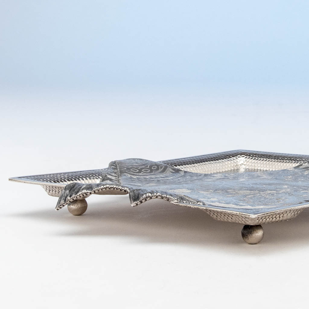 Feet on Gorham Antique Sterling Silver Trompe l&#39;oeil Dish, Boston, 1881