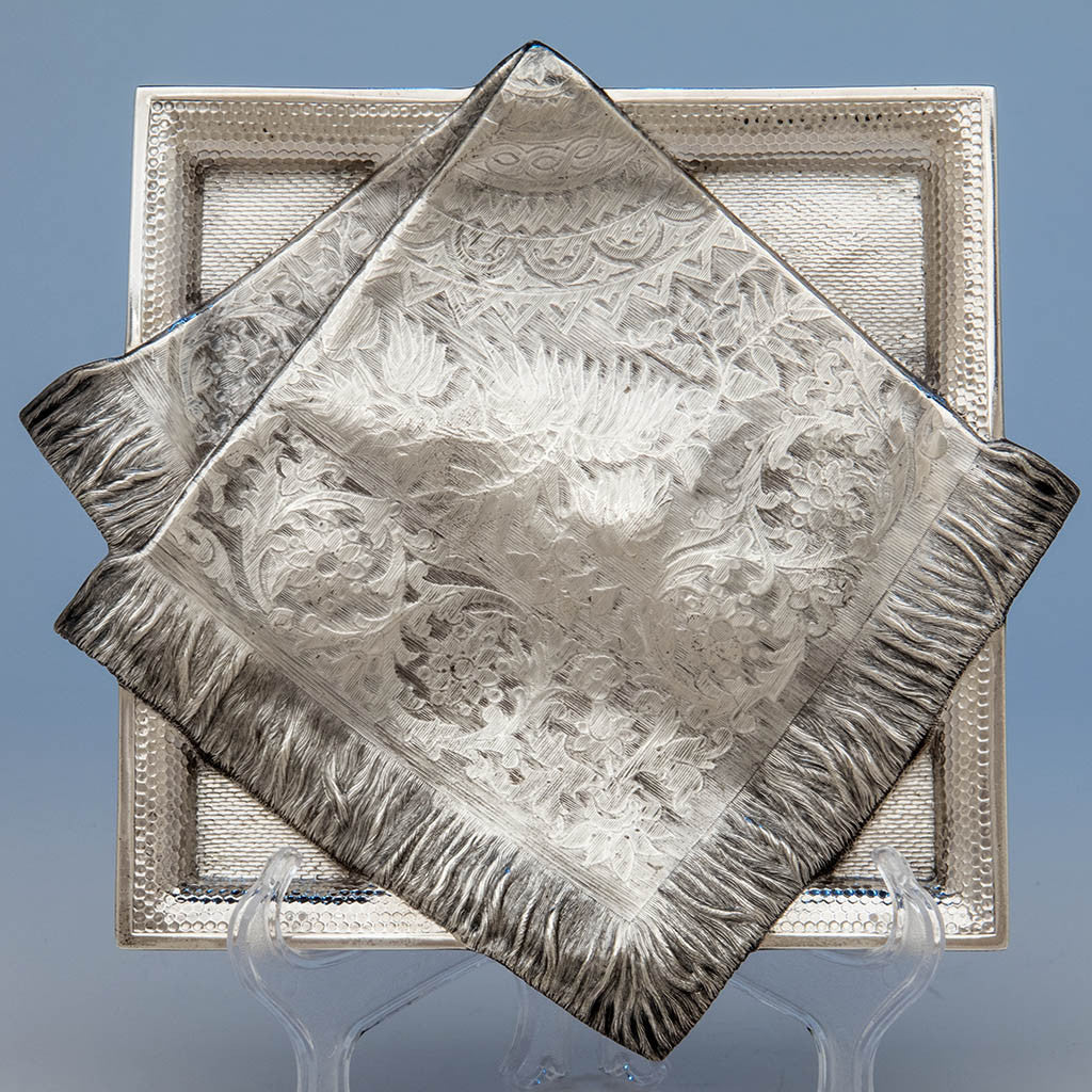 Gorham Antique Sterling Silver Trompe l'oeil Dish, Boston, 1881