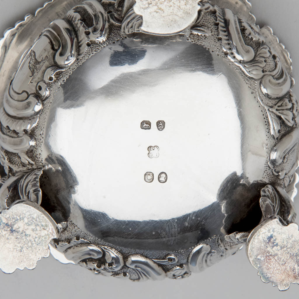 Marks on Rebecca Emes &amp; Edward Barnard George III Chinoiserie Sterling Silver Master Salts, London, 1818/19 - Set of 4 