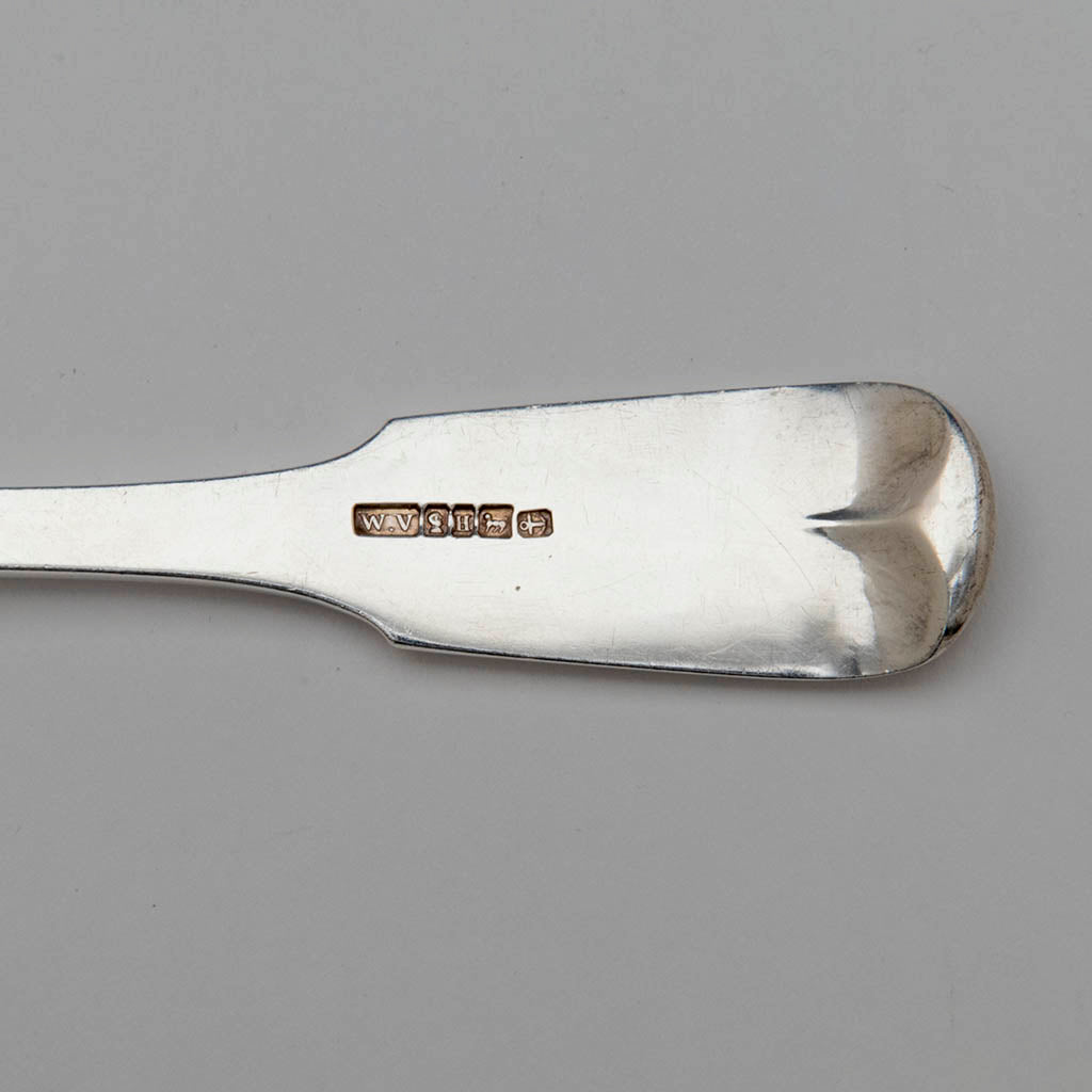 Marks on William Veith Antique Sterling Silver Fish Slice, Halifax, Canada, 1848-56