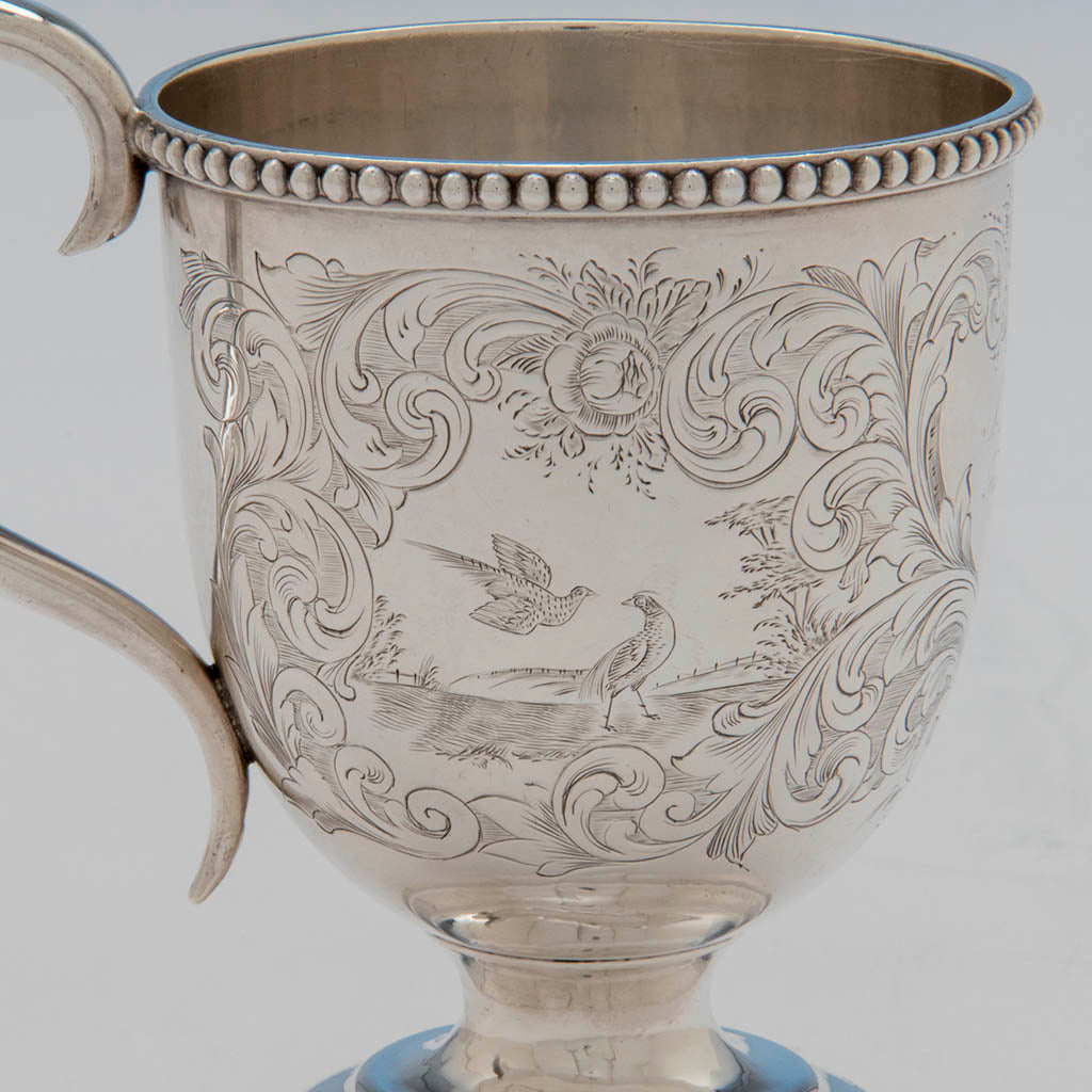 Birds on George Sharp for Bailey &amp; Co Sterling Silver Child&#39;s Cup, Philadelphia, PA, 1855