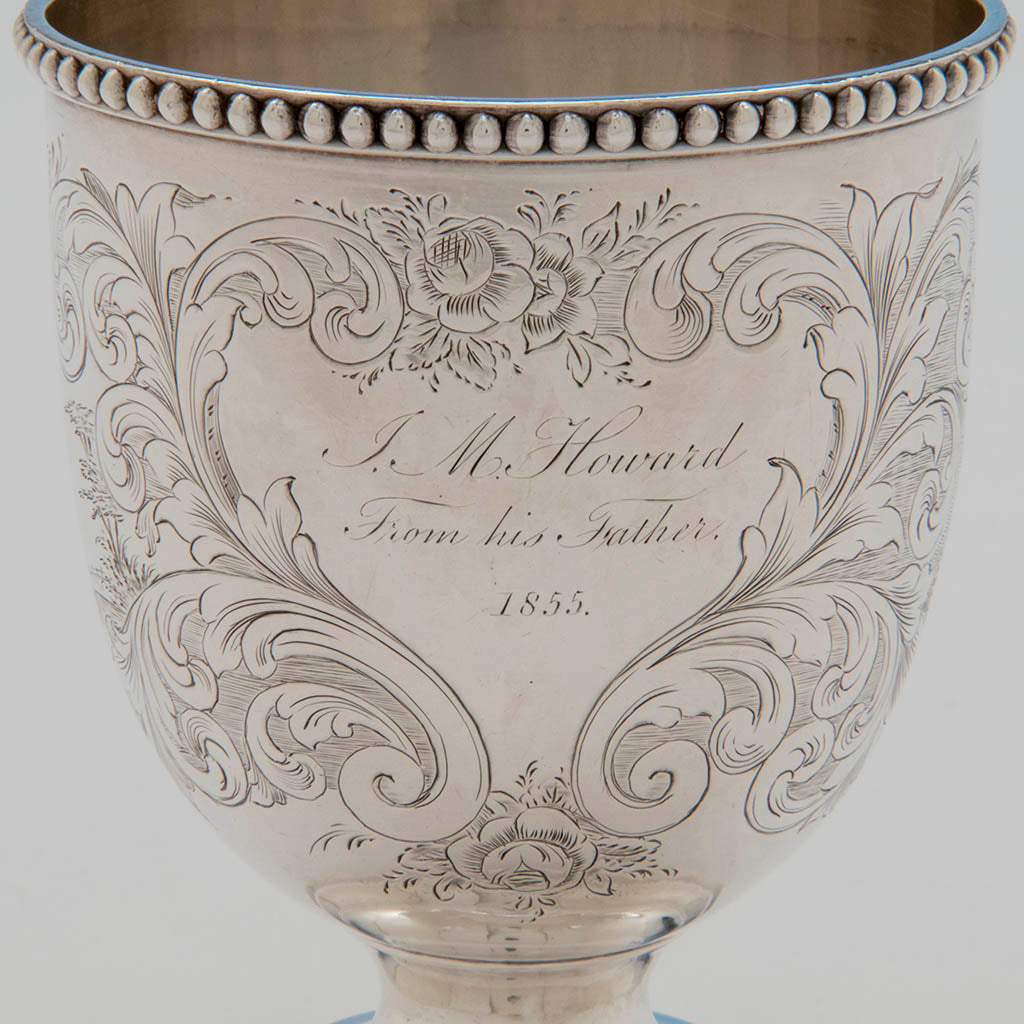 Inscription on George Sharp for Bailey &amp; Co Sterling Silver Child&#39;s Cup, Philadelphia, PA, 1855