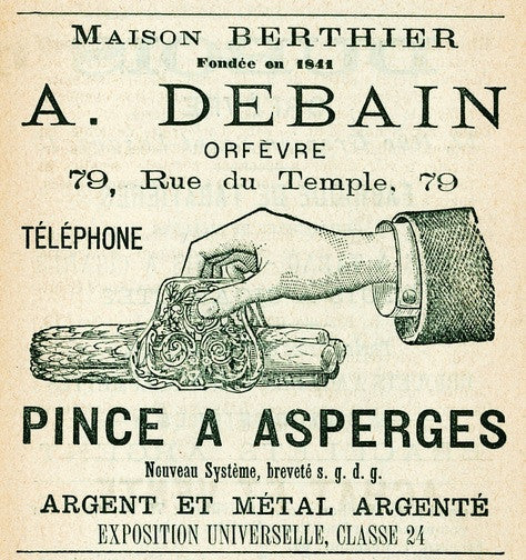 Ad for Alphonse Debain French Silver(.950) Asparagus Server, Paris, c. 1900