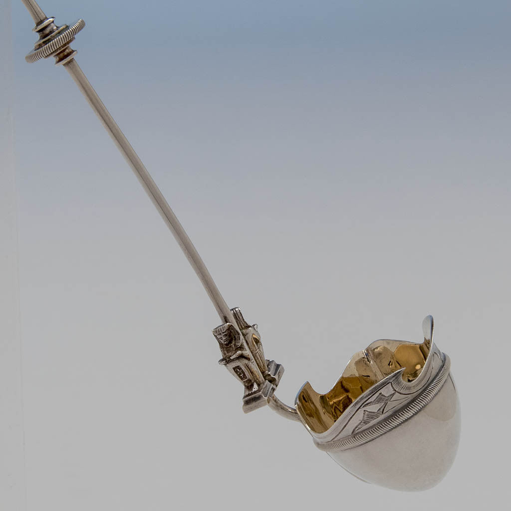 Side of Gorham Antique Sterling Silver Egyptian Cream Ladle, Providence, Ri, c. 1870&#39;s