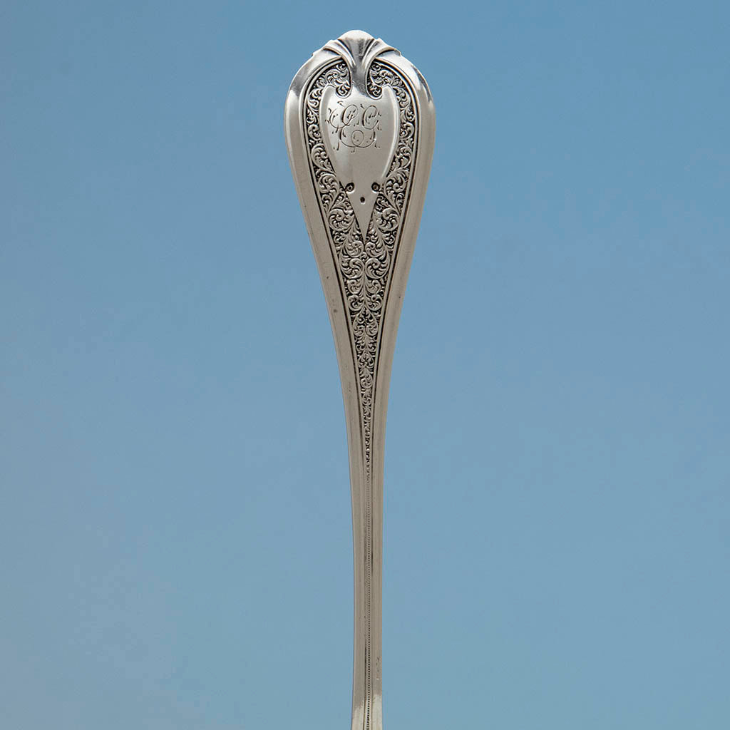 Handle to John Wendt &#39;Florentine&#39; Pattern Antique Sterling Silver Sugar Sifter, NYC, c. 1870
