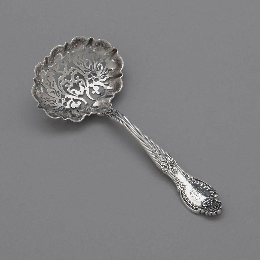 Tiffany &amp; Co &#39;Richelieu&#39; Pattern Antique Sterling Silver Sugar Sifter, NYC, c. 1890&#39;s