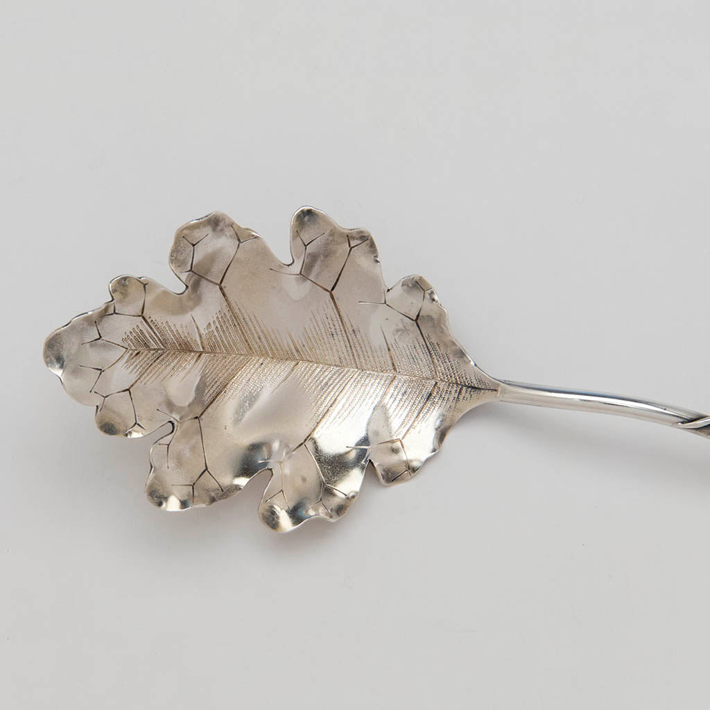 Bowl of Redlich &amp; Co. &#39;Rusticana&#39; Antique Sterling Silver Berry Spoon, NYC, c. 1895