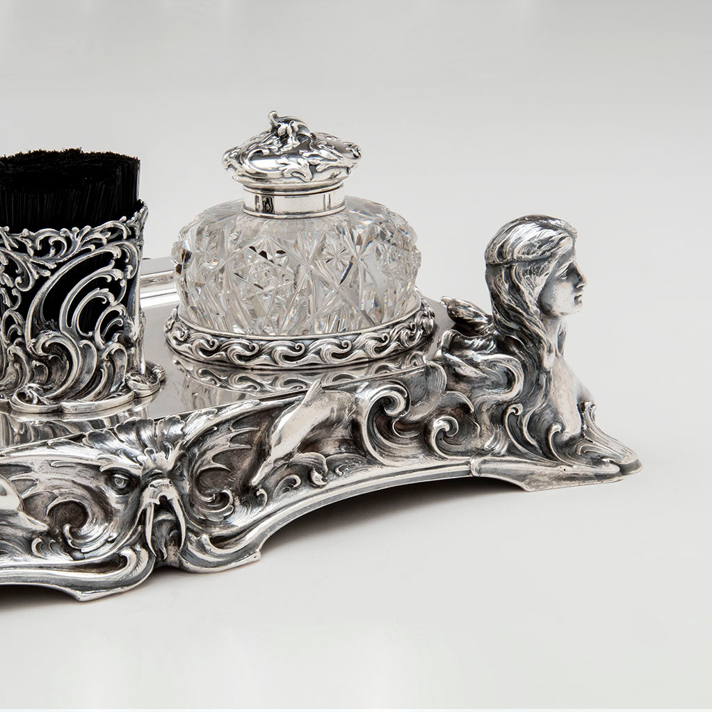 Whiting &#39;Diamond Jim Brady&#39; Sterling Art Nouveau Desk Set, NYC, c. 1900