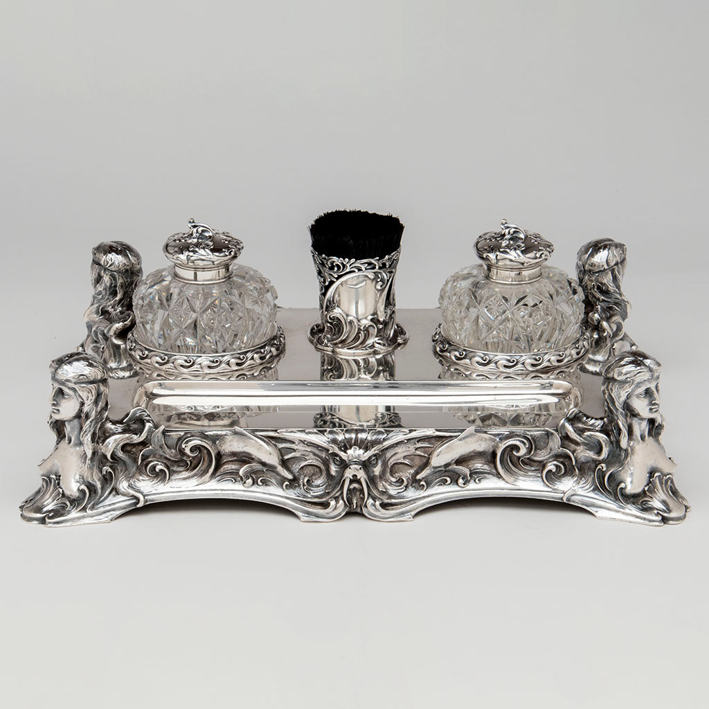 Whiting &#39;Diamond Jim Brady&#39; Sterling Art Nouveau Desk Set, NYC, c. 1900