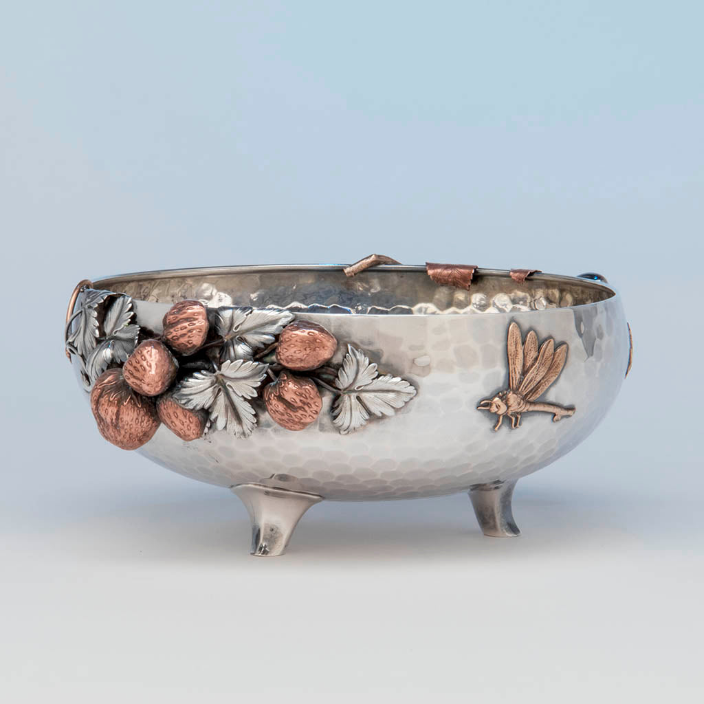 Gorham Antique Sterling Silver and Other Metals Aesthetic Movement Mixed Metals Fruit Bowl, 1881