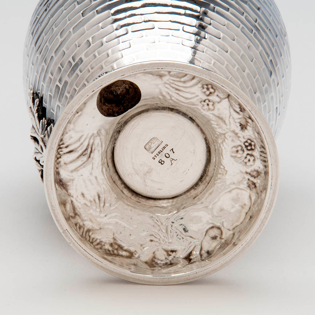 Whiting Antique Sterling Silver and Mixed Metal Aesthetic Movement Vase, New York, c. 1882