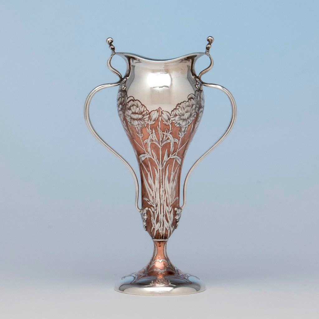 Tiffany & Co Antique Sterling Silver and Copper Vase, NYC, NY, 1903