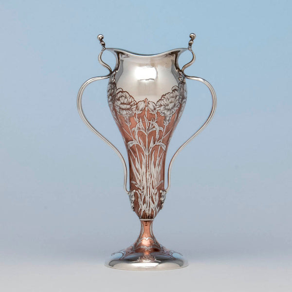 Tiffany & Co Antique Sterling Silver and Copper Vase, NYC