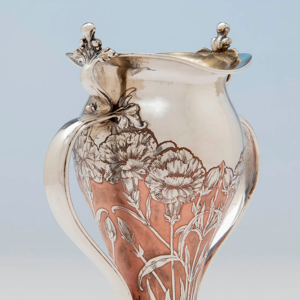 Detail of Tiffany &amp; Co Antique Sterling Silver and Copper Vase, NYC, NY, 1903