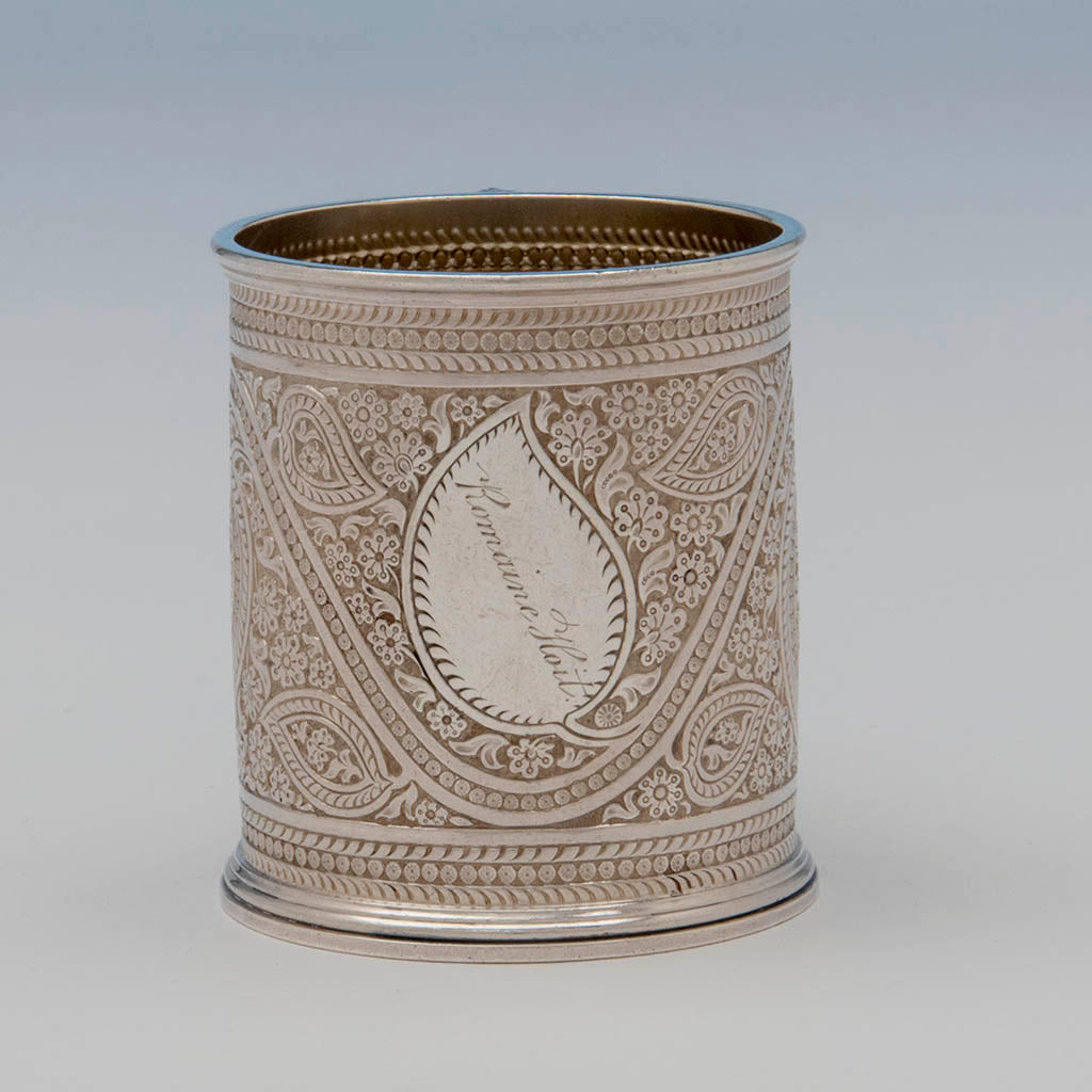 Front of Whiting Antique Sterling Silver Indo-Persian Style Child&#39;s Cup, NYC, NY, c. 1880&#39;s