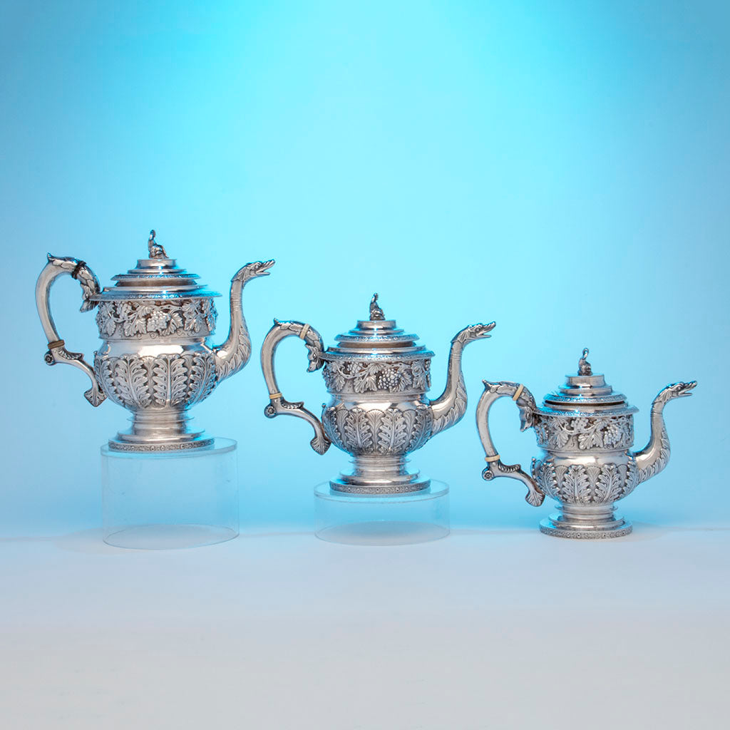Pots to Kirk, Samuel Antique sterling Silver Coffee Service, Baltimore, MD, c. 1823