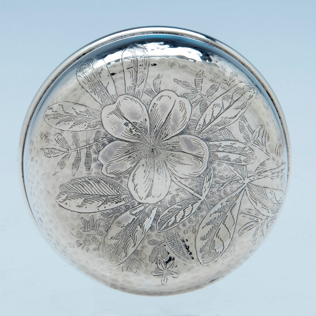 Cover to Whiting Antique Sterling Silver Acid-etched Dresser Jar, NYC, c. 1880&#39;s