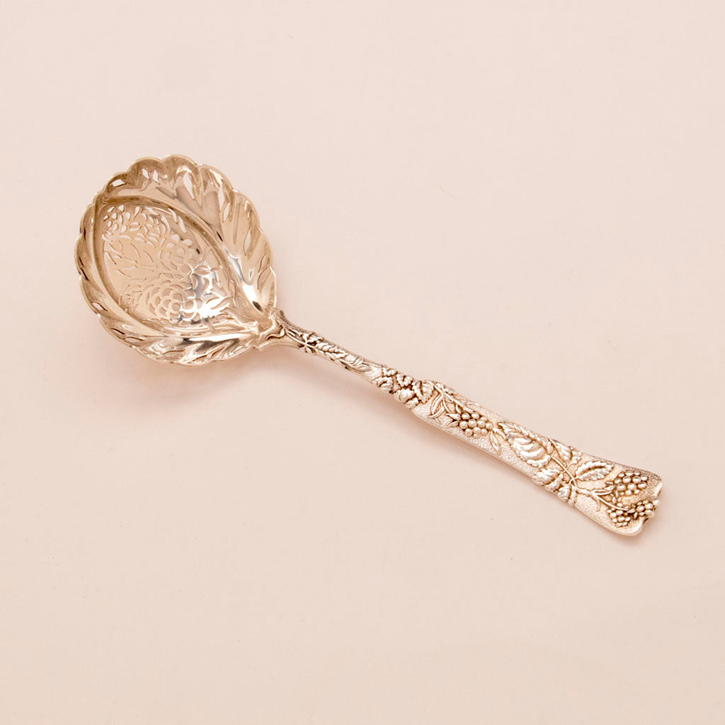 Tiffany and Co Antique Sterling Silver Vine Pattern Sugar sifter, NYC, c. 1880's
