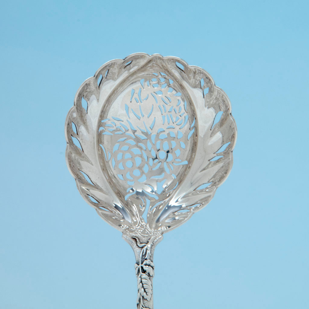 bowl to Tiffany and Co Antique Sterling Silver Vine Pattern Sugar sifter, NYC, c. 1880&#39;s